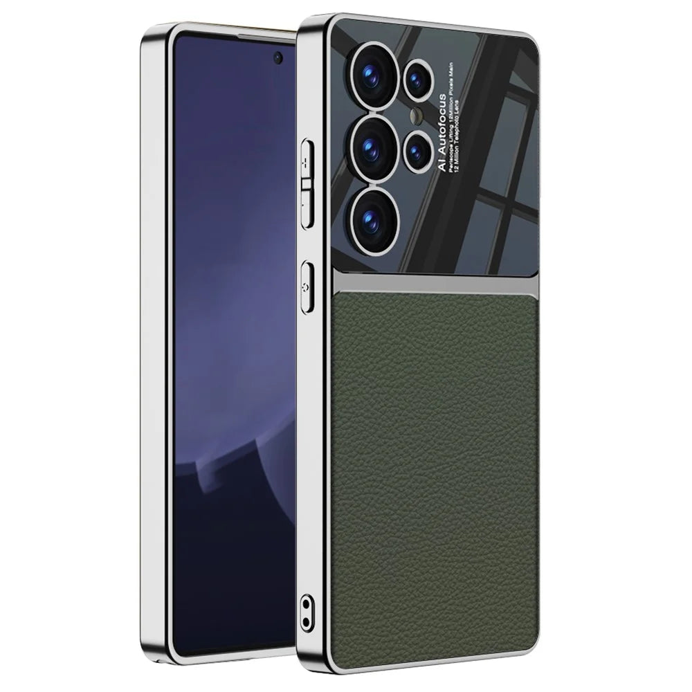 GKK For Samsung Galaxy S25 Ultra Case Electroplated PU+PC+TPU Phone Back Cover - Green - 1