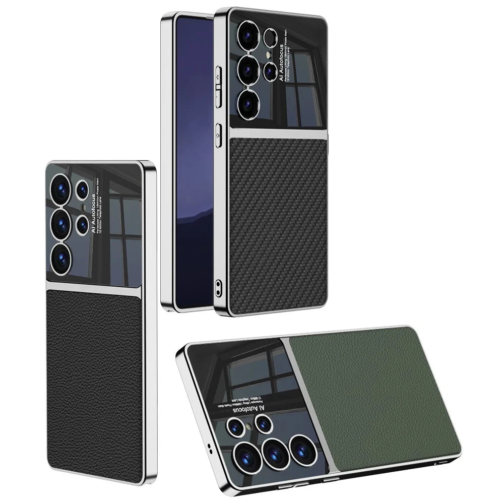 GKK For Samsung Galaxy S25 Ultra Case Electroplated PU+PC+TPU Phone Back Cover - Green - 7