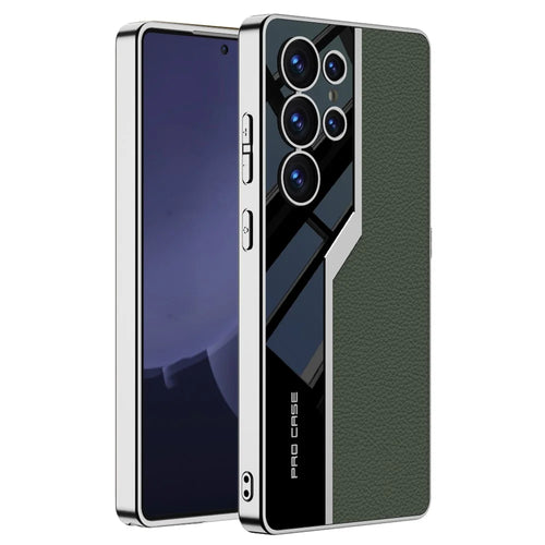 GKK For Samsung Galaxy S25 Ultra Case TPU+PC+PU Phone Back Cover Electroplating - Green - 1