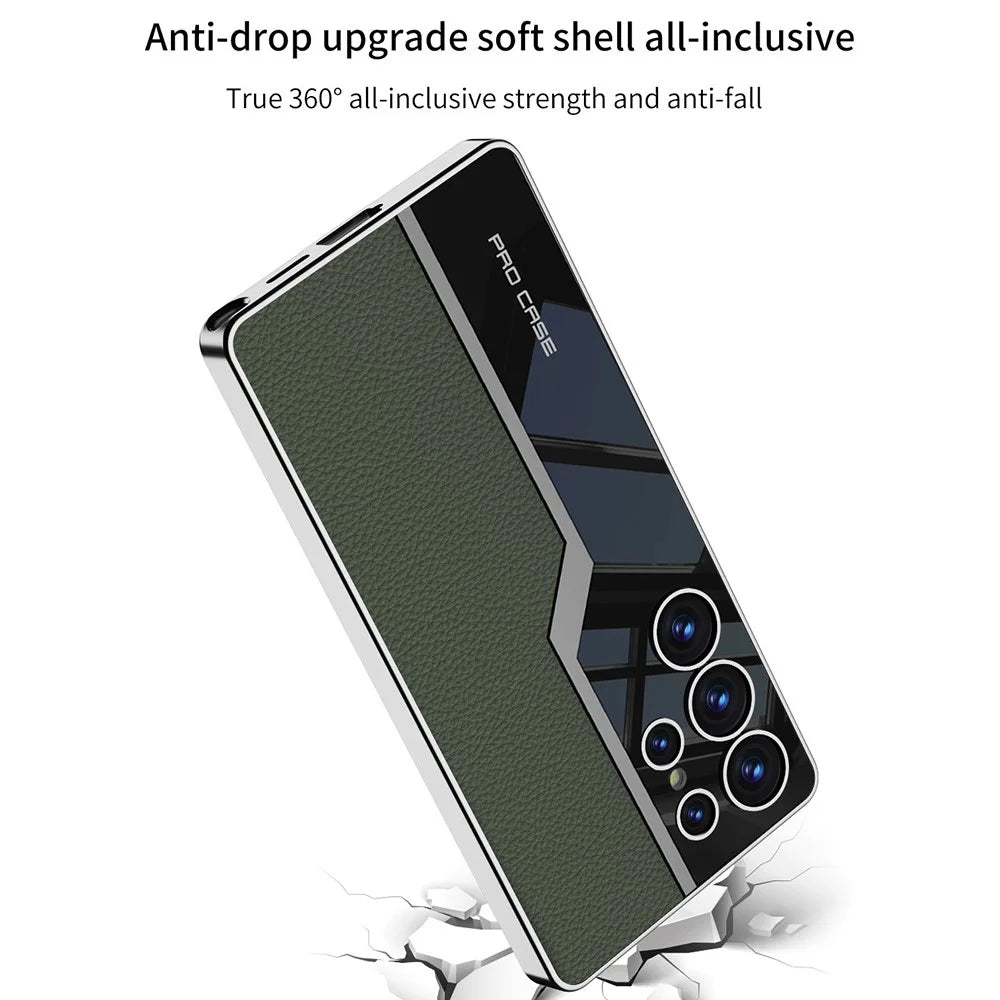 GKK For Samsung Galaxy S25 Ultra Case TPU+PC+PU Phone Back Cover Electroplating - Green - 6