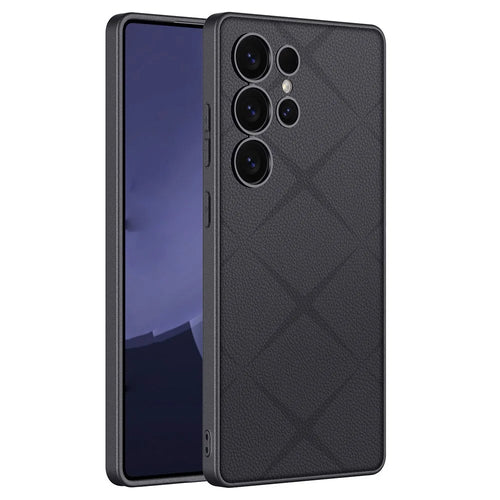 GKK For Samsung Galaxy S25 Ultra Case Skin Touch PU+TPU+PC Phone Back Cover Star Pattern - Black - 1