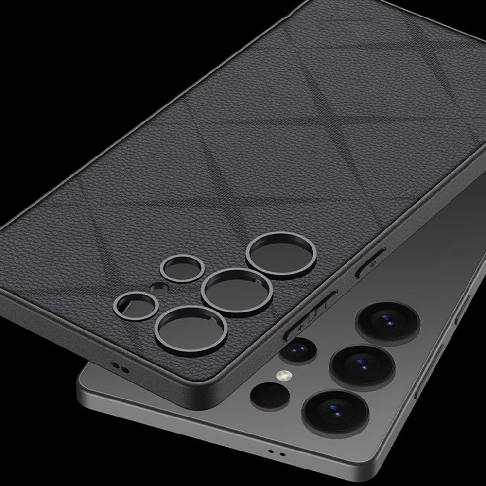 GKK For Samsung Galaxy S25 Ultra Case Skin Touch PU+TPU+PC Phone Back Cover Star Pattern - Black - 3