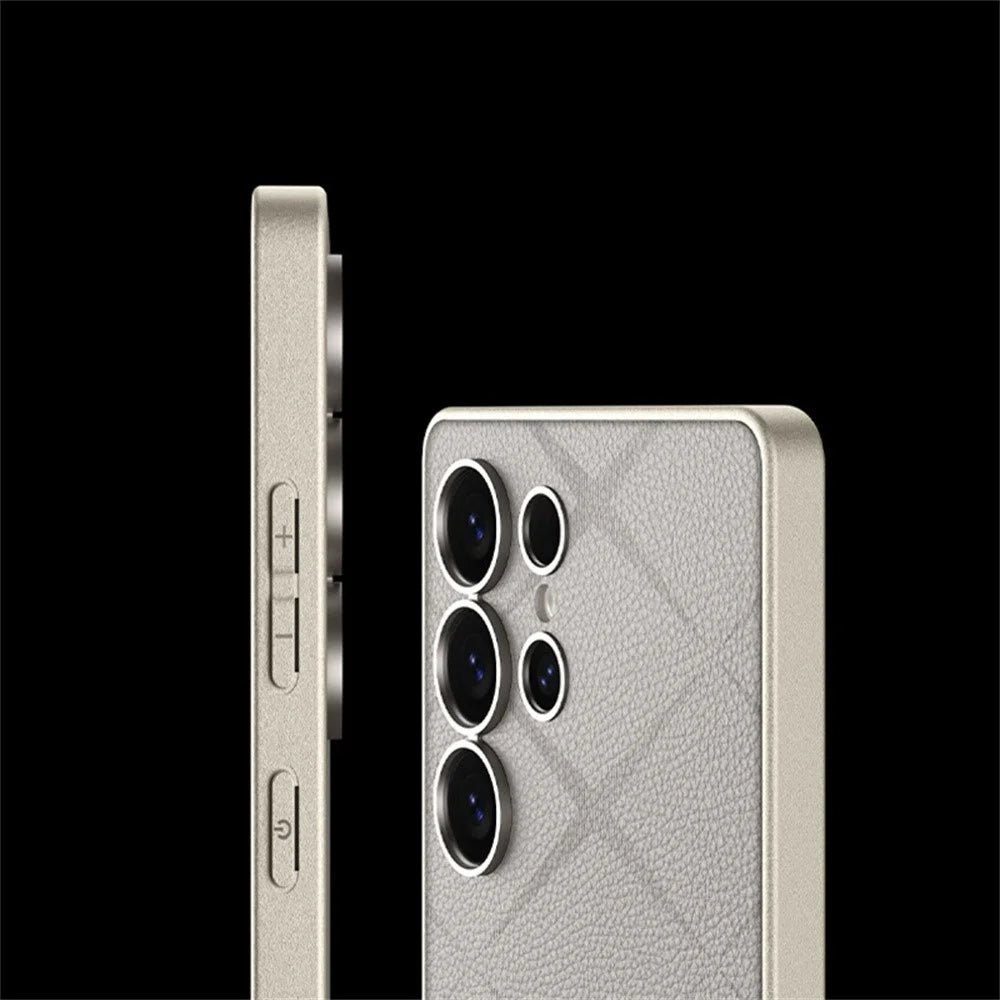 GKK For Samsung Galaxy S25 Ultra Case Skin Touch PU+TPU+PC Phone Back Cover Star Pattern - Black - 4