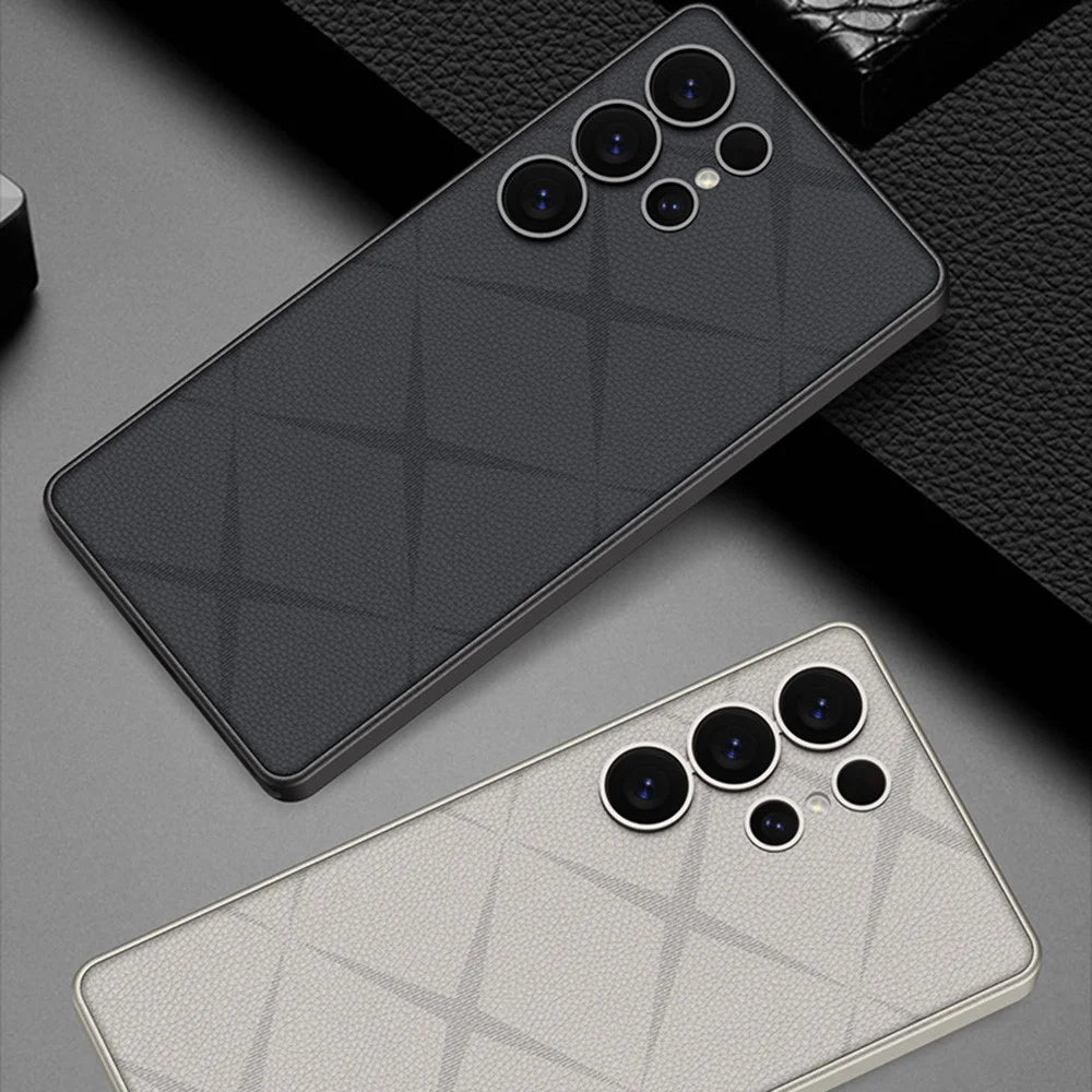 GKK For Samsung Galaxy S25 Ultra Case Skin Touch PU+TPU+PC Phone Back Cover Star Pattern - Black - 7