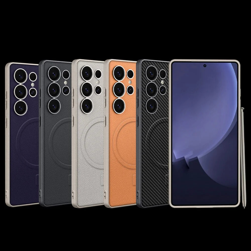 GKK For Samsung Galaxy S25 Ultra Magnetic Case Skin Touch PU+TPU+PC Phone Back Cover - Carbon Fiber Texture - 7