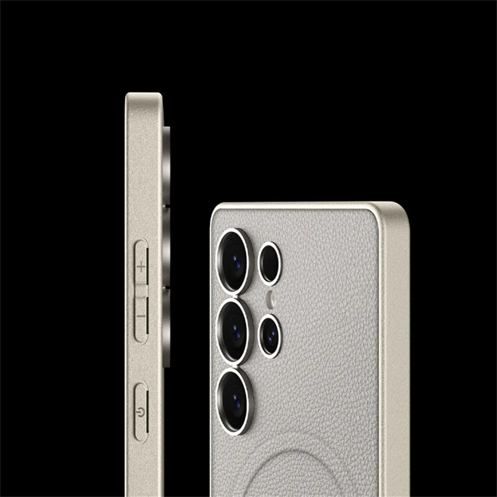 GKK For Samsung Galaxy S25 Ultra Magnetic Case Skin Touch PU+TPU+PC Phone Back Cover - Carbon Fiber Texture - 3