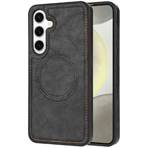 CSJ-P3 For Samsung Galaxy S24+ Magnetic Case PC+TPU+Leather Back Cover - Black - 1