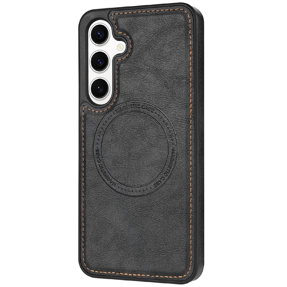 CSJ-P3 For Samsung Galaxy S24+ Magnetic Case PC+TPU+Leather Back Cover - Black - 2