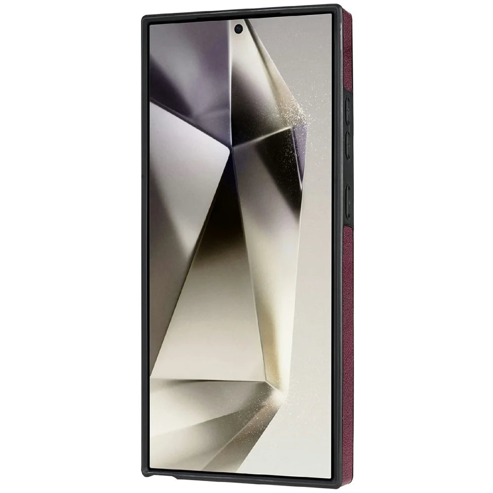 CSJ-P3 For Samsung Galaxy S24 Ultra Magnetic Case PC+TPU+Leather Back Cover - Wine Red - 3