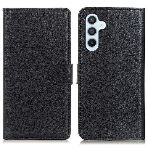 For Samsung Galaxy A26 5G Wallet Case PU Leather Phone Cover Litchi Texture - Black - 1