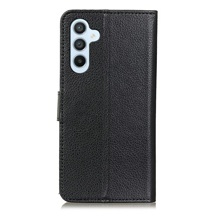 For Samsung Galaxy A26 5G Wallet Case PU Leather Phone Cover Litchi Texture - Black - 6