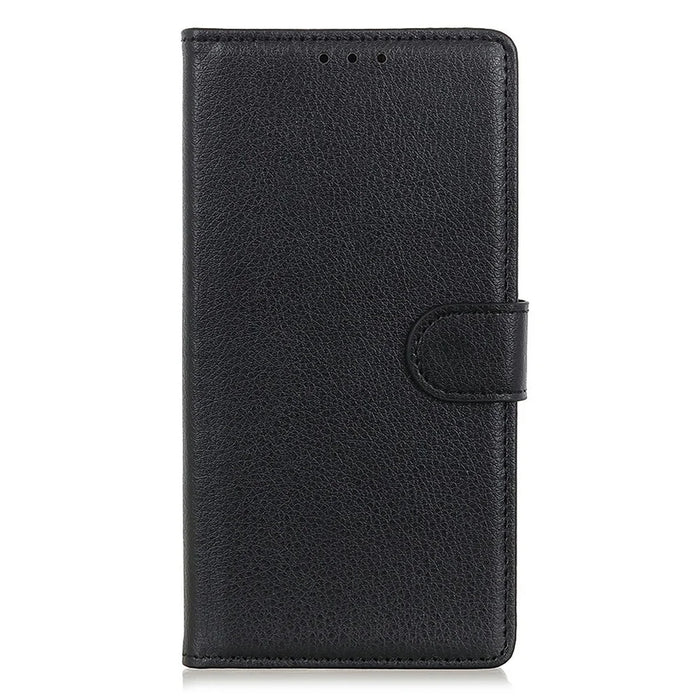 For Samsung Galaxy A26 5G Wallet Case PU Leather Phone Cover Litchi Texture - Black - 7