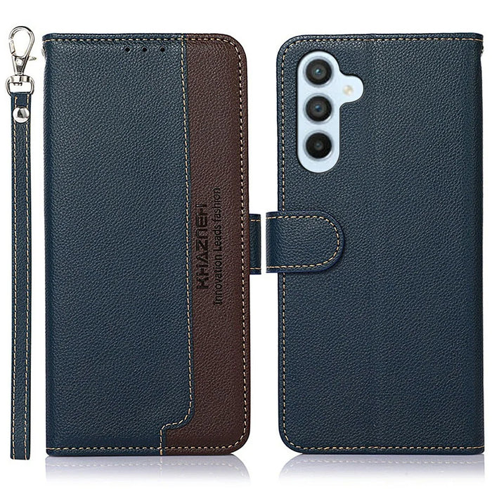 KHAZNEH For Samsung Galaxy A26 5G Case RFID Blocking Wallet Litchi Texture PU Leather Phone Cover - Blue - 1