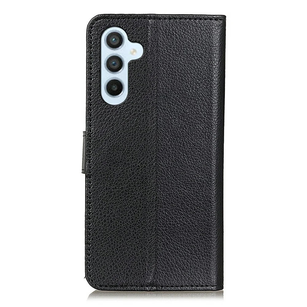 For Samsung Galaxy A56 5G Wallet Case PU Leather Phone Cover Litchi Texture - Black - 6