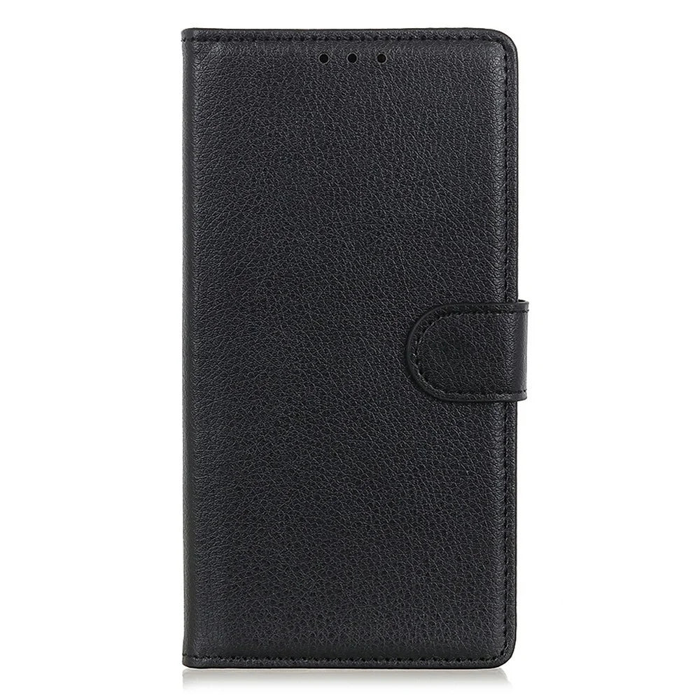 For Samsung Galaxy A56 5G Wallet Case PU Leather Phone Cover Litchi Texture - Black - 7