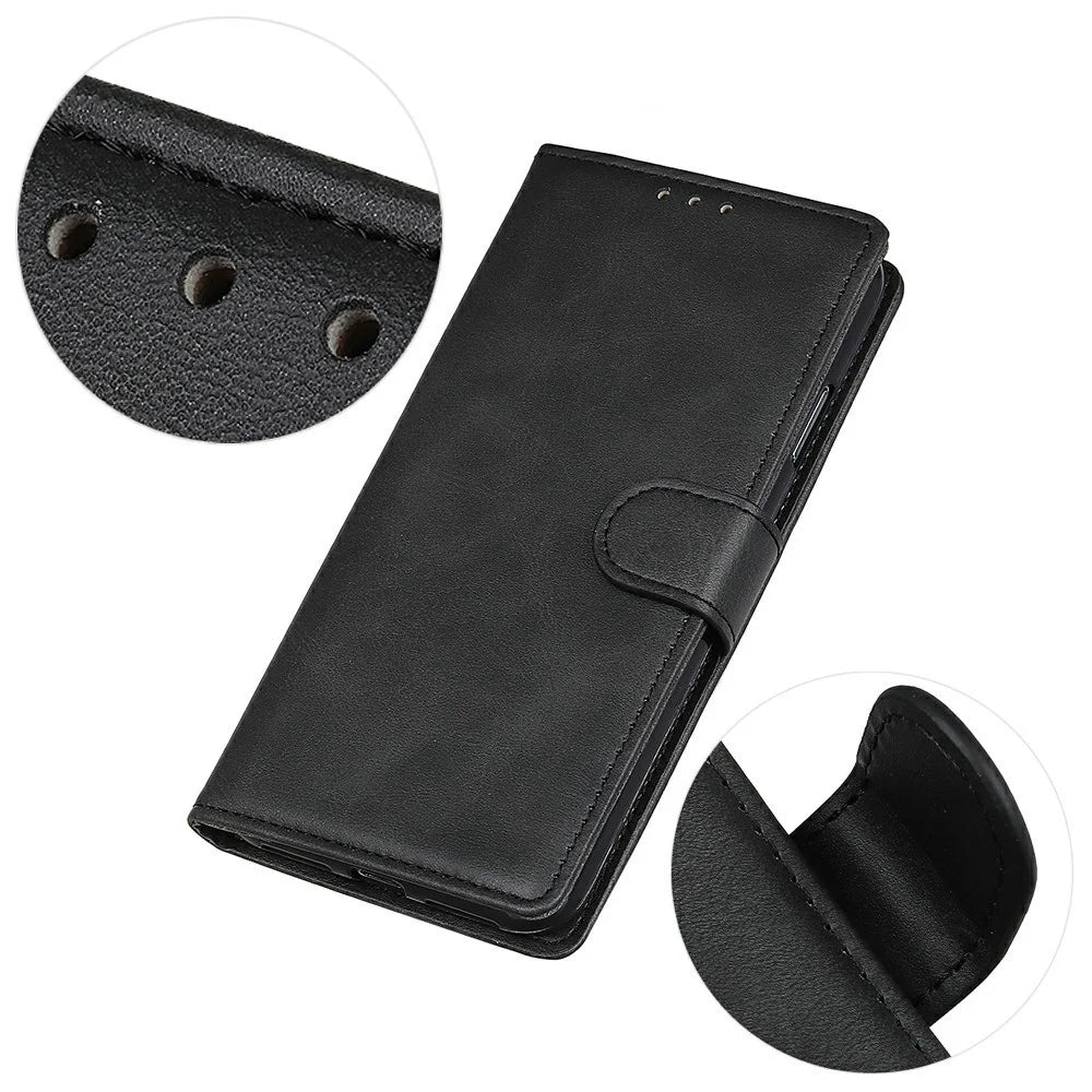 For Samsung Galaxy A56 5G Stand Wallet Case Cowhide Texture Leather Phone Cover - Black - 4