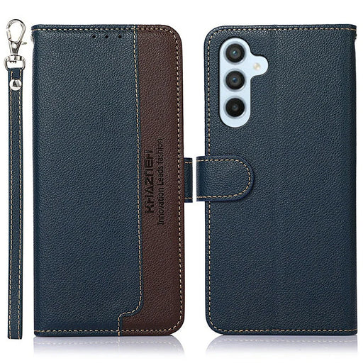 KHAZNEH For Samsung Galaxy A56 5G Case RFID Blocking Wallet Litchi Texture PU Leather Phone Cover - Blue - 1