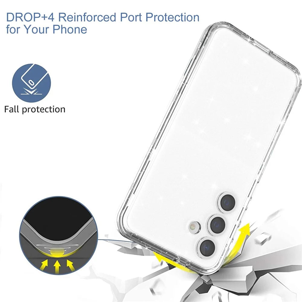 For Samsung Galaxy S24+ Ultra Magnetic Case Glitter Clear Phone Back Cover with Lens Film - Transparent - 2
