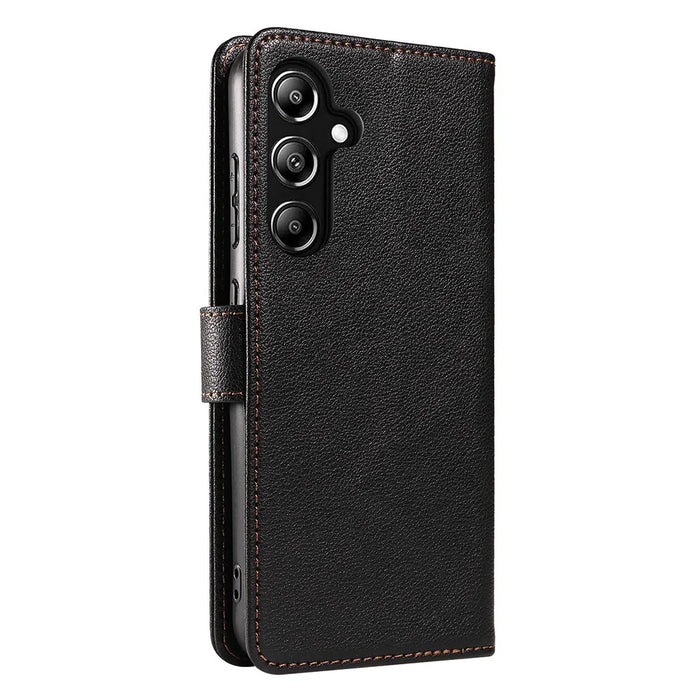 For Samsung Galaxy A36 5G Leather Case Litchi Texture RFID Blocking Wallet Stand Phone Cover - Black - 7