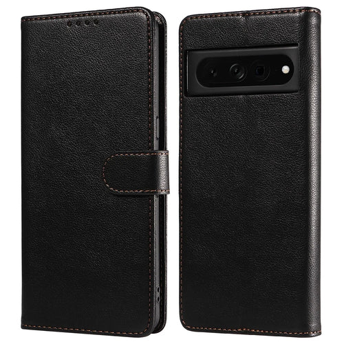 For Google Pixel 7 Pro 5G Leather Case Litchi Texture RFID Blocking Wallet Stand Phone Cover - Black - 1