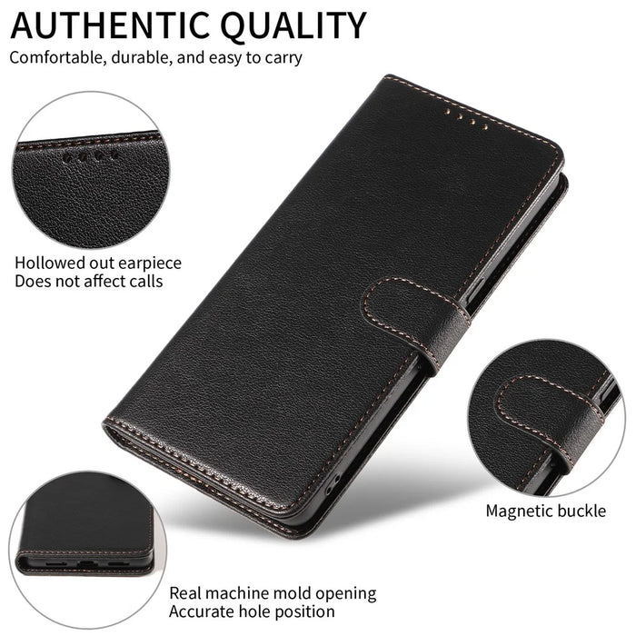 For Google Pixel 7 Pro 5G Leather Case Litchi Texture RFID Blocking Wallet Stand Phone Cover - Black - 7