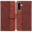 For Samsung Galaxy A18 5G / A17 5G / A17 4G / A26 5G Case Geometry Pattern Leather Wallet Phone Cover with Wrist Strap - Brown - 1