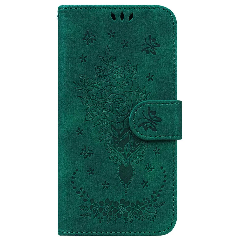 For Samsung Galaxy A56 5G  /  A36 5G Case PU Leather Wallet Phone Cover Butterfly Flower Imprint - Green - 6