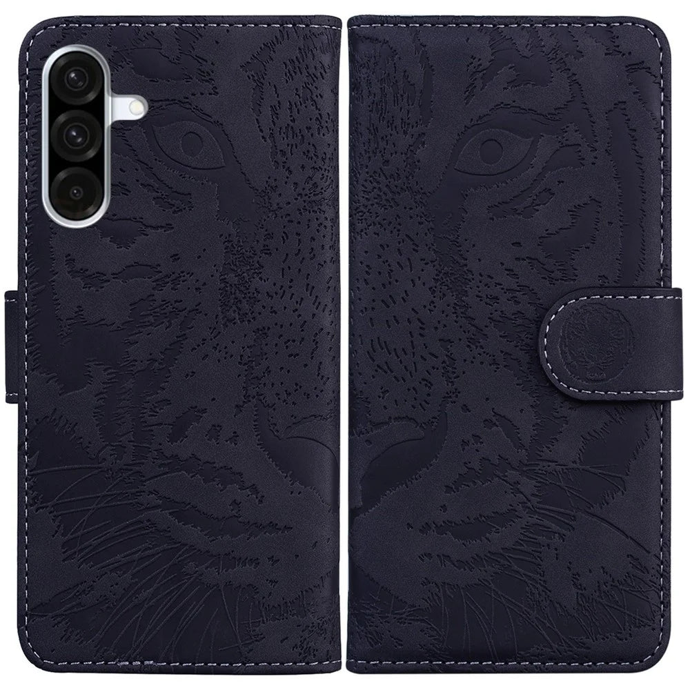 For Samsung Galaxy A56 5G  /  A36 5G Case Tiger Imprint Leather Wallet Phone Cover - Black - 1