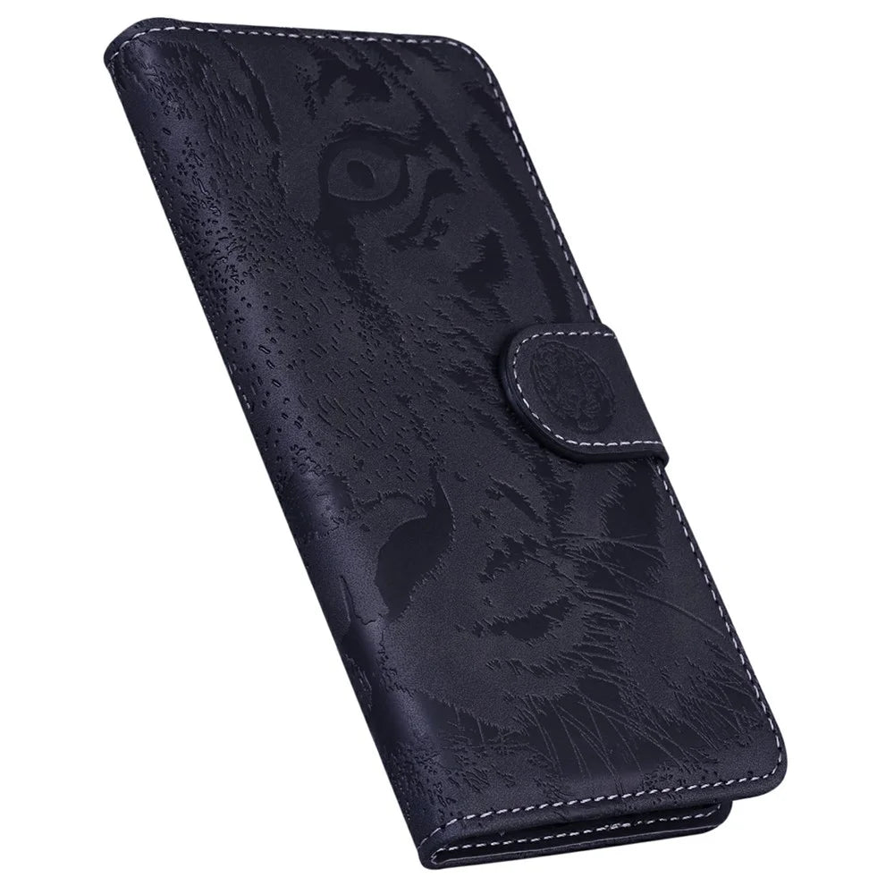 For Samsung Galaxy A56 5G  /  A36 5G Case Tiger Imprint Leather Wallet Phone Cover - Black - 5