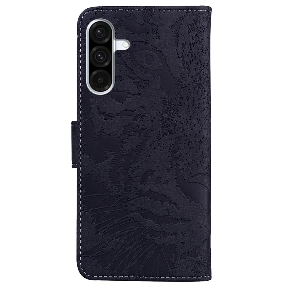 For Samsung Galaxy A56 5G  /  A36 5G Case Tiger Imprint Leather Wallet Phone Cover - Black - 7