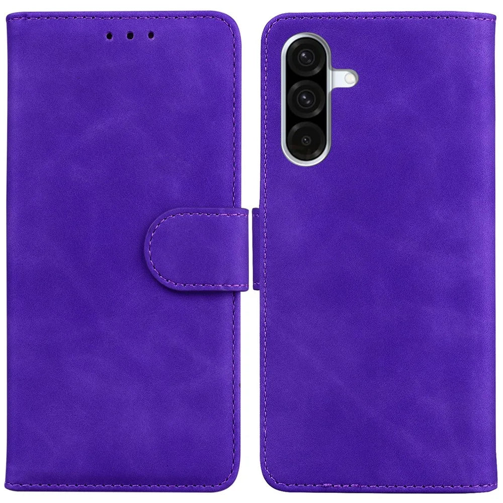For Samsung Galaxy A56 5G  /  A36 5G Case Solid Color Leather Wallet Phone Cover - Purple - 1