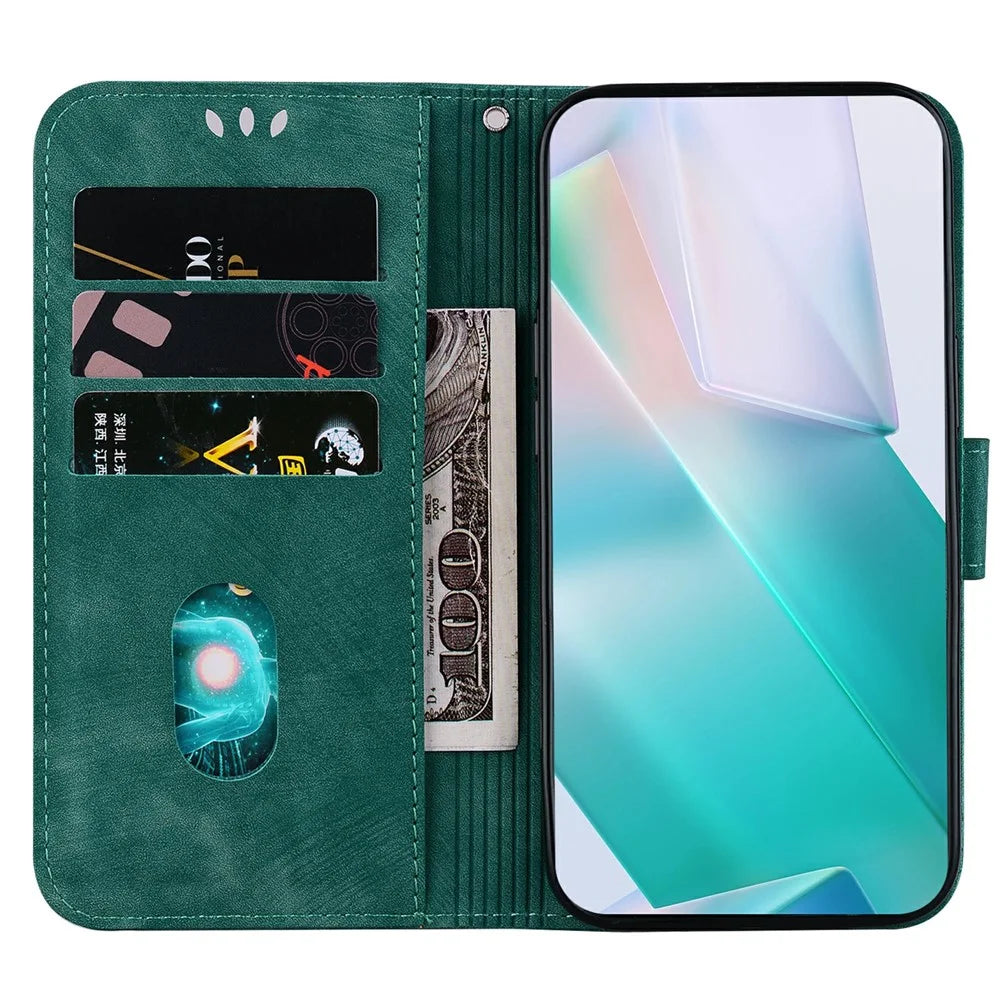 For Samsung Galaxy A56 5G  /  A36 5G Wallet Case Tiger Imprint Leather Shockproof Phone Cover - Green - 2
