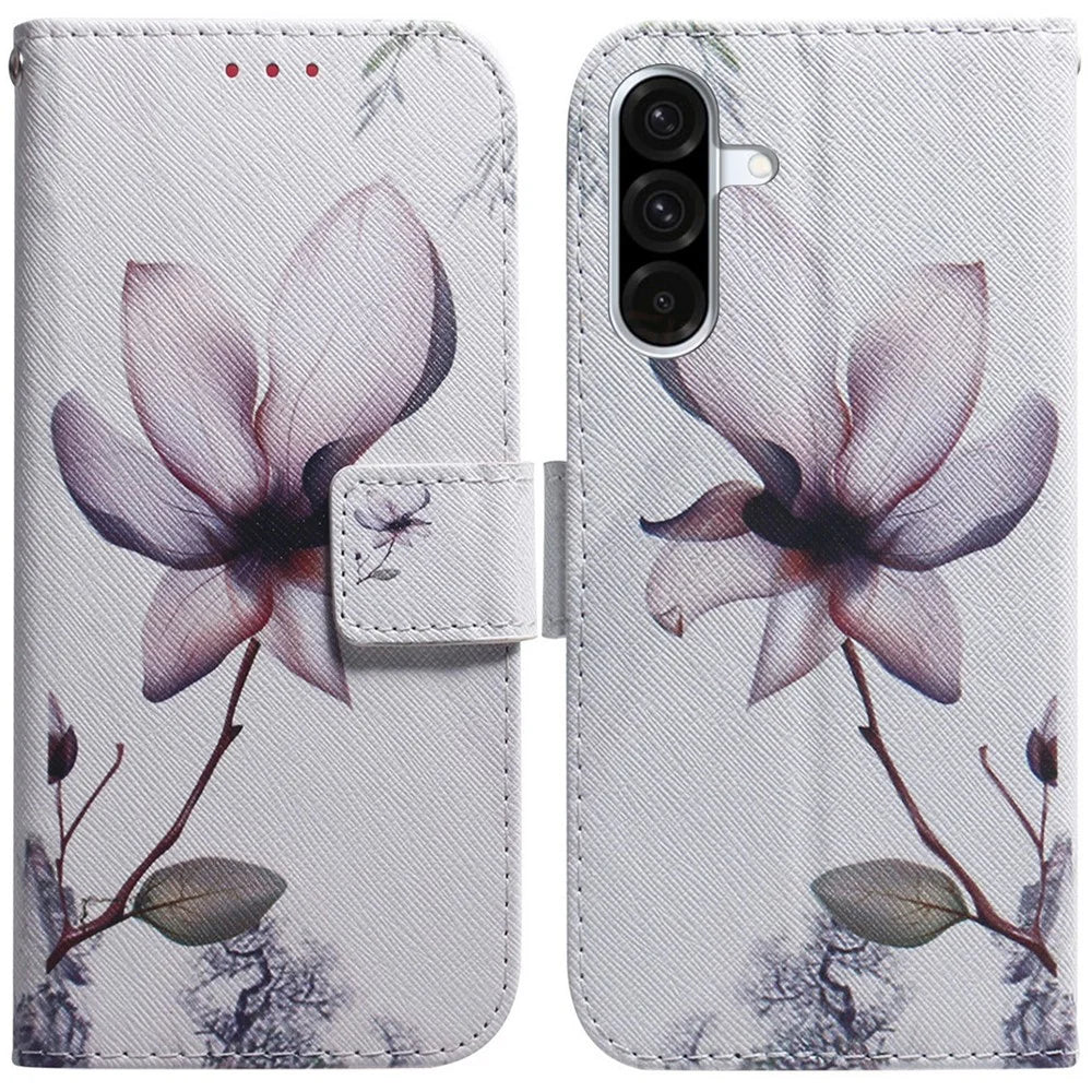 For Samsung Galaxy A56 5G  /  A36 5G Wallet Case Pattern Print Leather Phone Cover - Pink Flower - 1