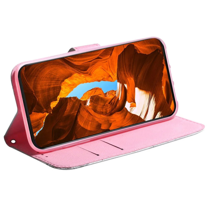 For Samsung Galaxy A56 5G  /  A36 5G Wallet Case Pattern Print Leather Phone Cover - Pink Flower - 3