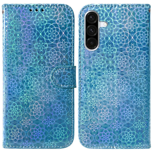 For Samsung Galaxy A56 5G  /  A36 5G Stand Case Dazzling Flower Leather Phone Cover - Blue - 1