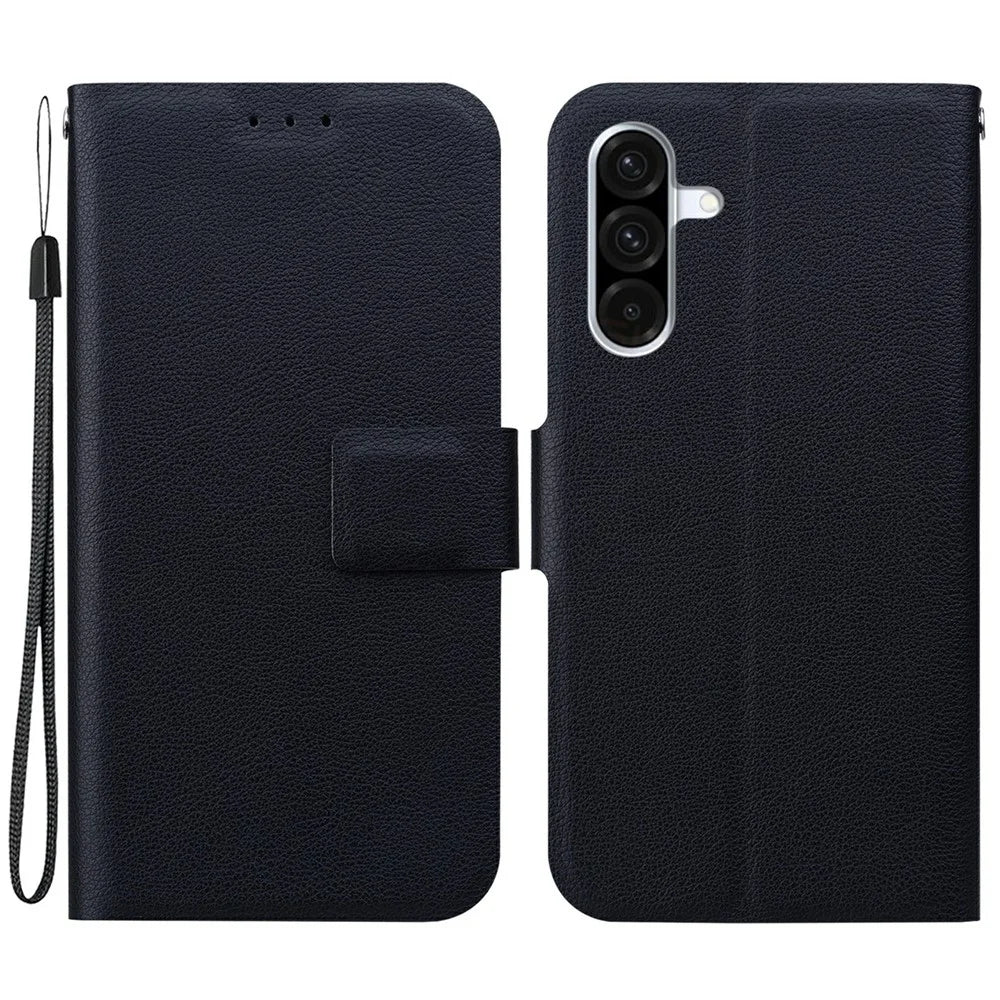 For Samsung Galaxy A56 5G  /  A36 5G Case Ultra-Thin PU Leather + TPU Phone Cover with Card Slot - Black - 1
