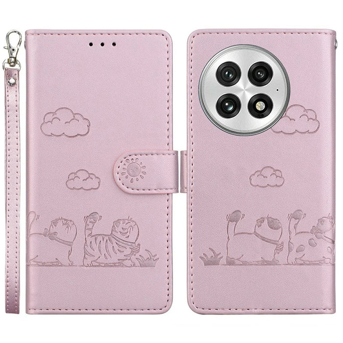 For OnePlus 13 Case RFID Blocking Kitten Pattern TPU+PU Leather Phone Cover - Pink - 1