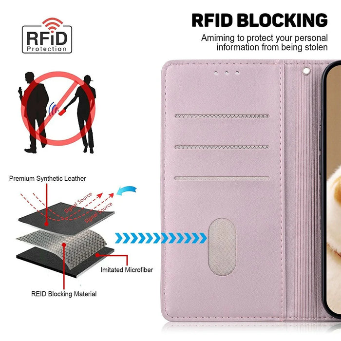 For OnePlus 13 Case RFID Blocking Kitten Pattern TPU+PU Leather Phone Cover - Pink - 4