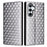 For Samsung Galaxy A56 5G Wallet Case Rhombus Imprinted Leather Phone Cover - Silver - 1