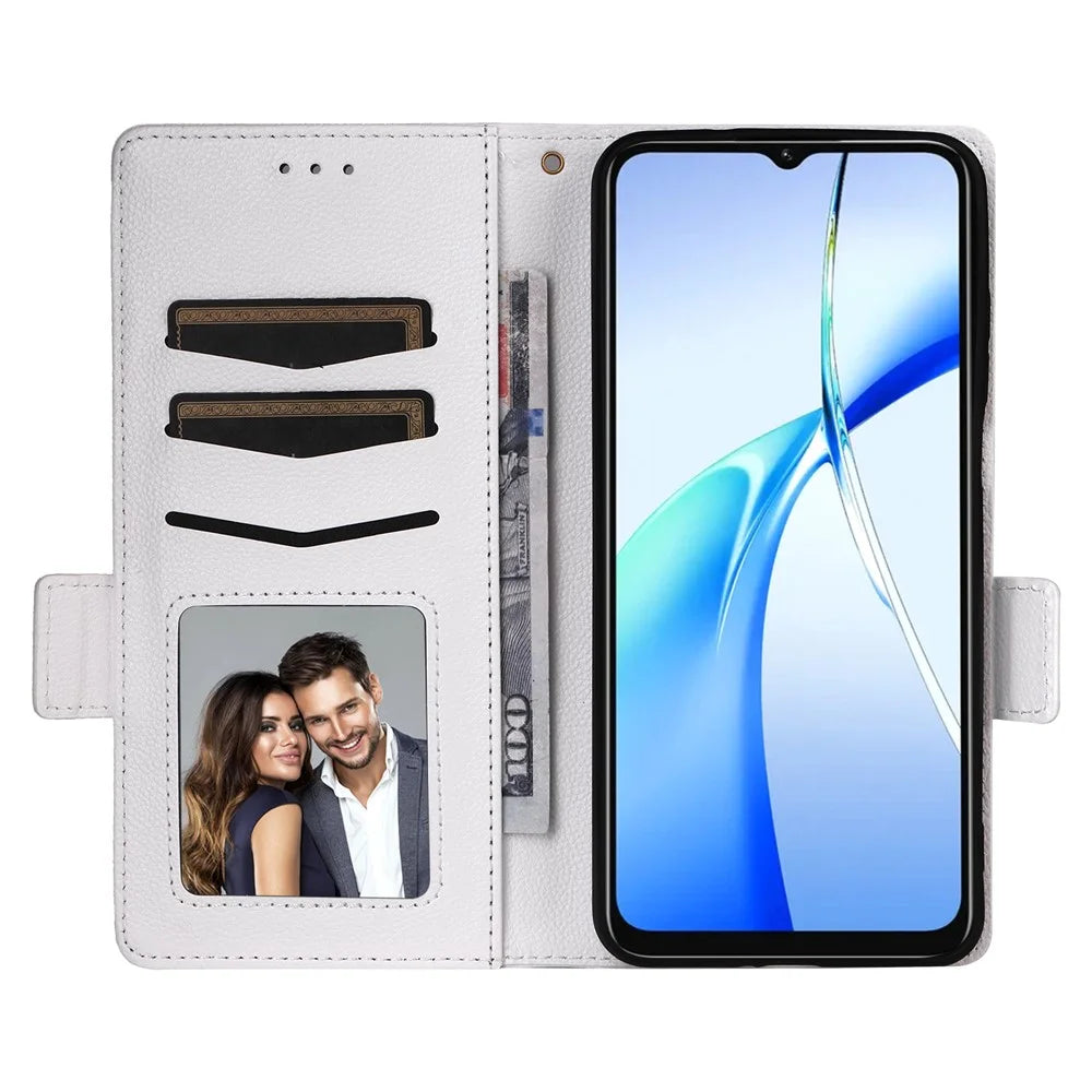 For Oukitel C57 Pro / C57s Case with Wrist Strap Litchi Texture PU Leather Wallet Phone Cover -  White - 2