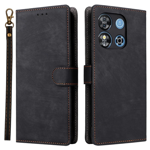For Oukitel C57 Pro / C57s Wallet Case RFID Blocking PU Leather Cover Stand View - Black - 1