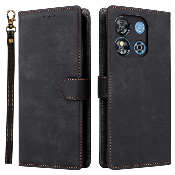 For Oukitel C57 Pro / C57s Wallet Case RFID Blocking PU Leather Cover Stand View - Black - 1