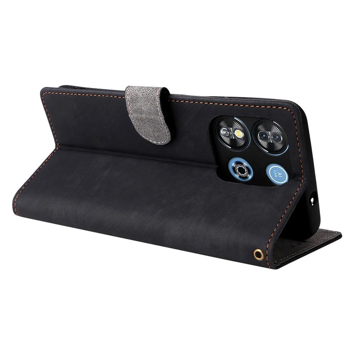 For Oukitel C57 Pro / C57s Wallet Case RFID Blocking PU Leather Cover Stand View - Black - 4