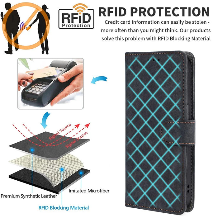 For Oukitel C57 Pro / C57s Wallet Case RFID Blocking PU Leather Cover Stand View - Black - 6
