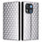 For Oukitel C57 Pro / C57s Wallet Case Rhombus Imprinted Leather Phone Cover - Silver - 1
