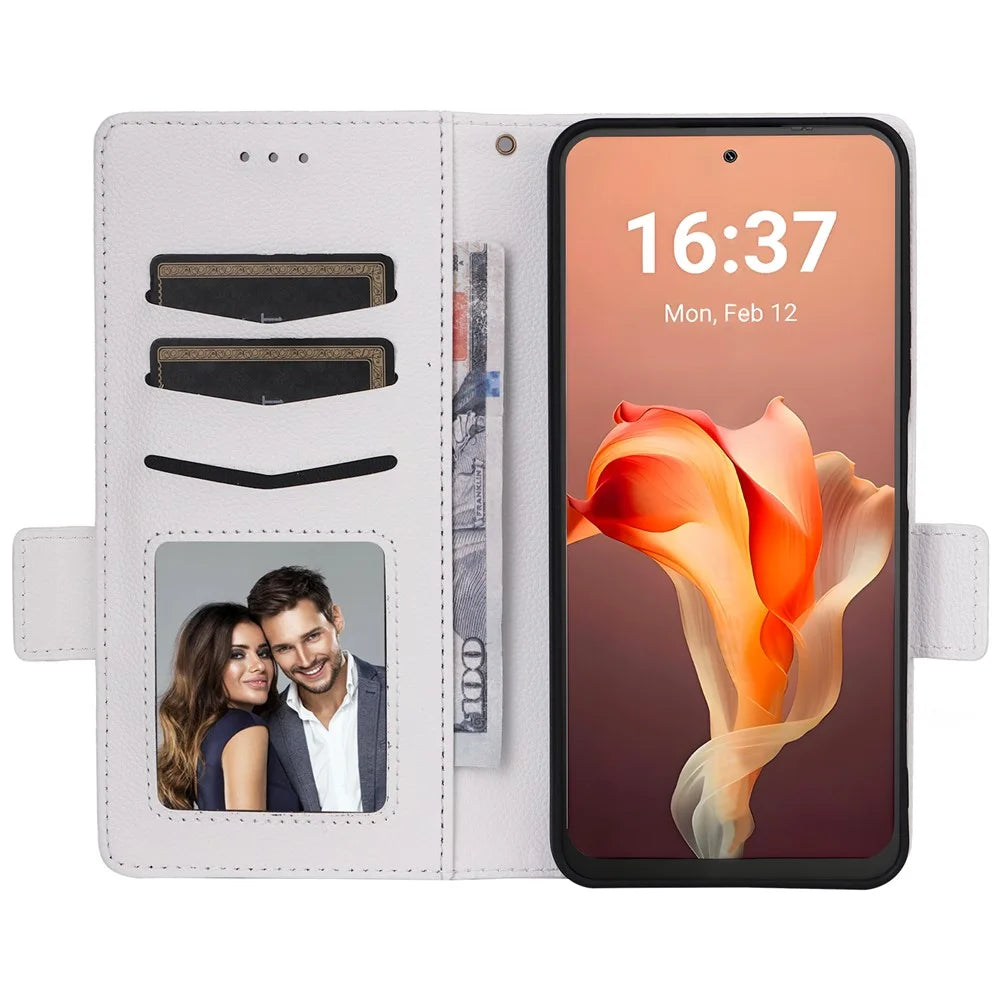 For Blackview Shark 9 5G Case with Wrist Strap Litchi Texture PU Leather Wallet Phone Cover - White - 2