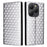 For Blackview Shark 9 5G Wallet Case Rhombus Imprinted Leather Phone Cover - Silver - 1