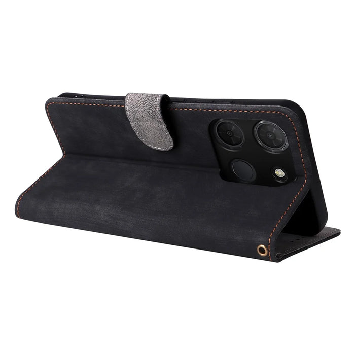 For TCL 503 Wallet Case RFID Blocking PU Leather Cover Stand View - Black - 4