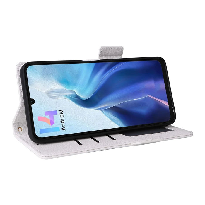 For Meizu Note 21 / Ulefone Note 20 Pro Case with Wrist Strap Litchi Texture PU Leather Wallet Phone Cover - White - 3