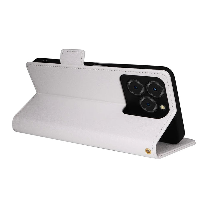 For Meizu Note 21 / Ulefone Note 20 Pro Case with Wrist Strap Litchi Texture PU Leather Wallet Phone Cover - White - 4